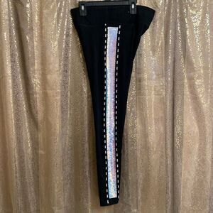 PINK Victoria’s Secret Mermaid Flip Sequin Bling Black Yoga Leggings, Medium